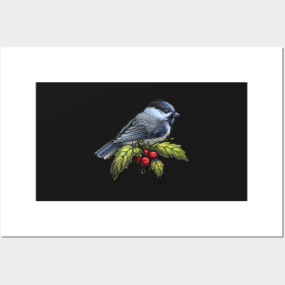 Holiday Bird Chickadee Posters and Art